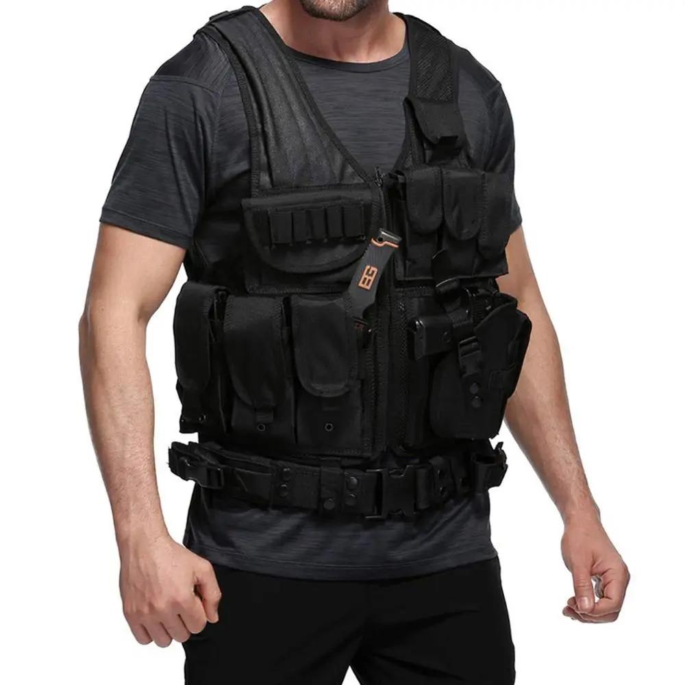 Vestă Tactică Militară Swat cu Buzunare Multiple Camuflaj Junglă pentru Luptă, Vestă de Protecție Corporală, Securitate, Vânătoare, Activități Outdoor, Joc CS, Airsoft, Antrenament