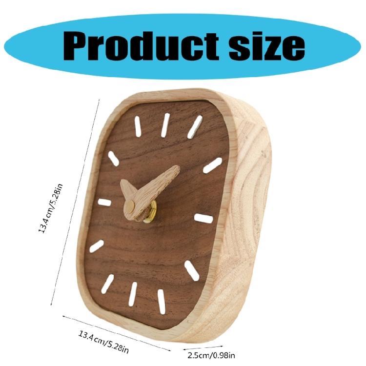 Small Scale Wood Desk Clock with Luxurious Walnuts Tone Silents Bedsides Clock for Gifting