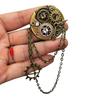 [HF]Hot 1Pc Retro Steampunk Gear Brooches Gear Tassel Chain Lapel Pins Men Shirt Suit Badge Jewelry Accessories