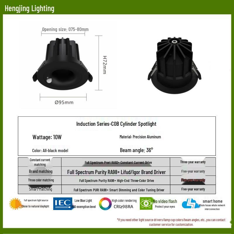 Full-Spectrum Anti-Glare Human Sensor Downlight for Home and Hotel Corridors