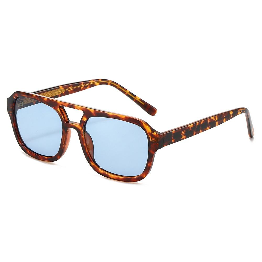 New Retro Double Beam Aviator Women Sunglasses  Personality Brand Leopard Design Street Style Trend Men Sun Glasses Uv400