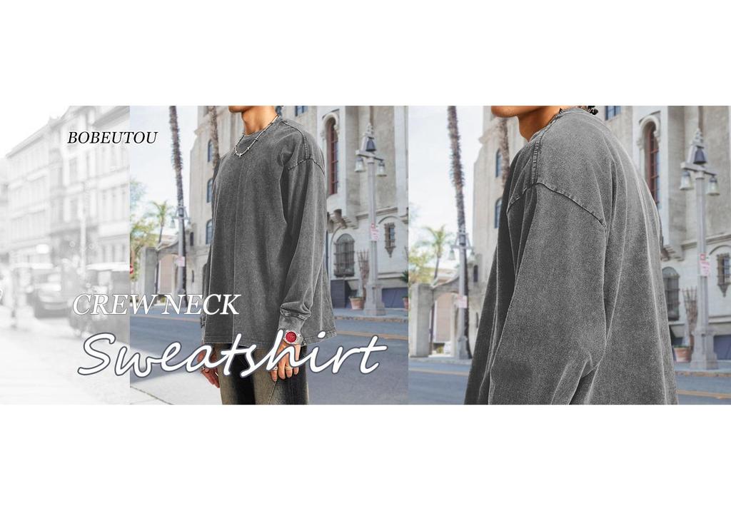 American Style Washed Long Sleeve Men's T-Shirt - Trendy, Loose, High Street Retro Cool Top