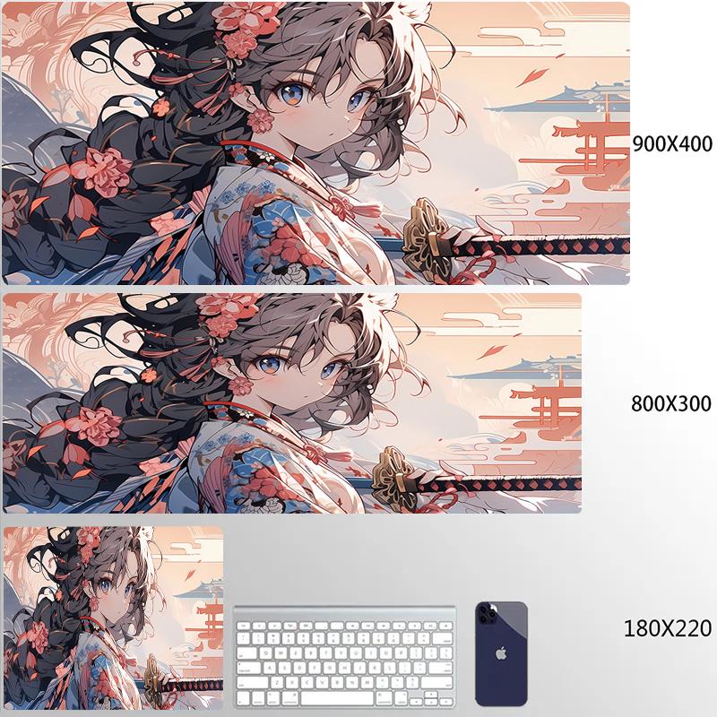 Large Gaming Mousepad Cute Anime Girls Locking Edge Keyboard Mouse Pad Gamer Non-Slip Computer Mouse Mat Kawaii Deskmat Carpet