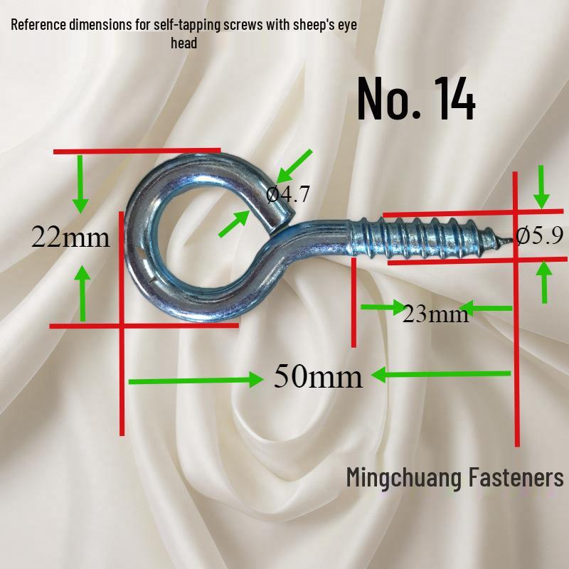 Blue & White Zinc-Plated Hardware Pendant with Eye Screws - Self-Tapping, Pointed Head, Wood Grain Wind Hook for Lamps, New Chinese Style.