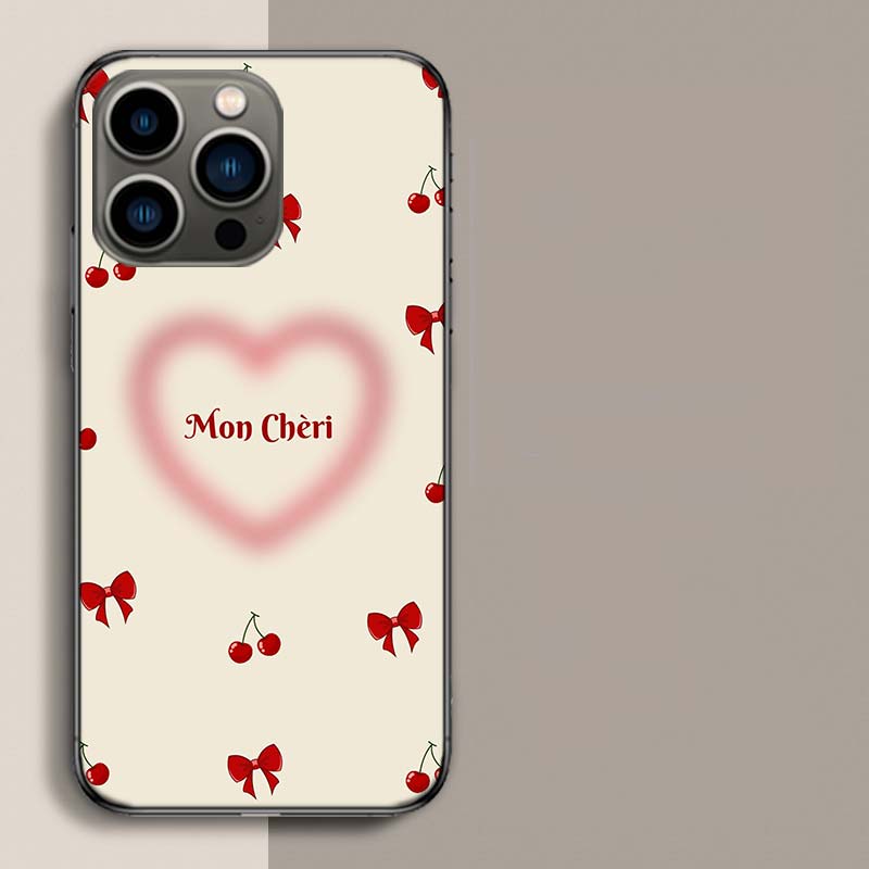 Cherry Bow Phone Case For Iphone 17 Air 15 Pro 14 Plus 16 Pro Max 17E 16E 12 13 Mini 11 Cover Cute Fundas