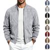 Men's Color Long Sleeve Zip-Up Jacket with Stand Collar for Casual Sporty Wear