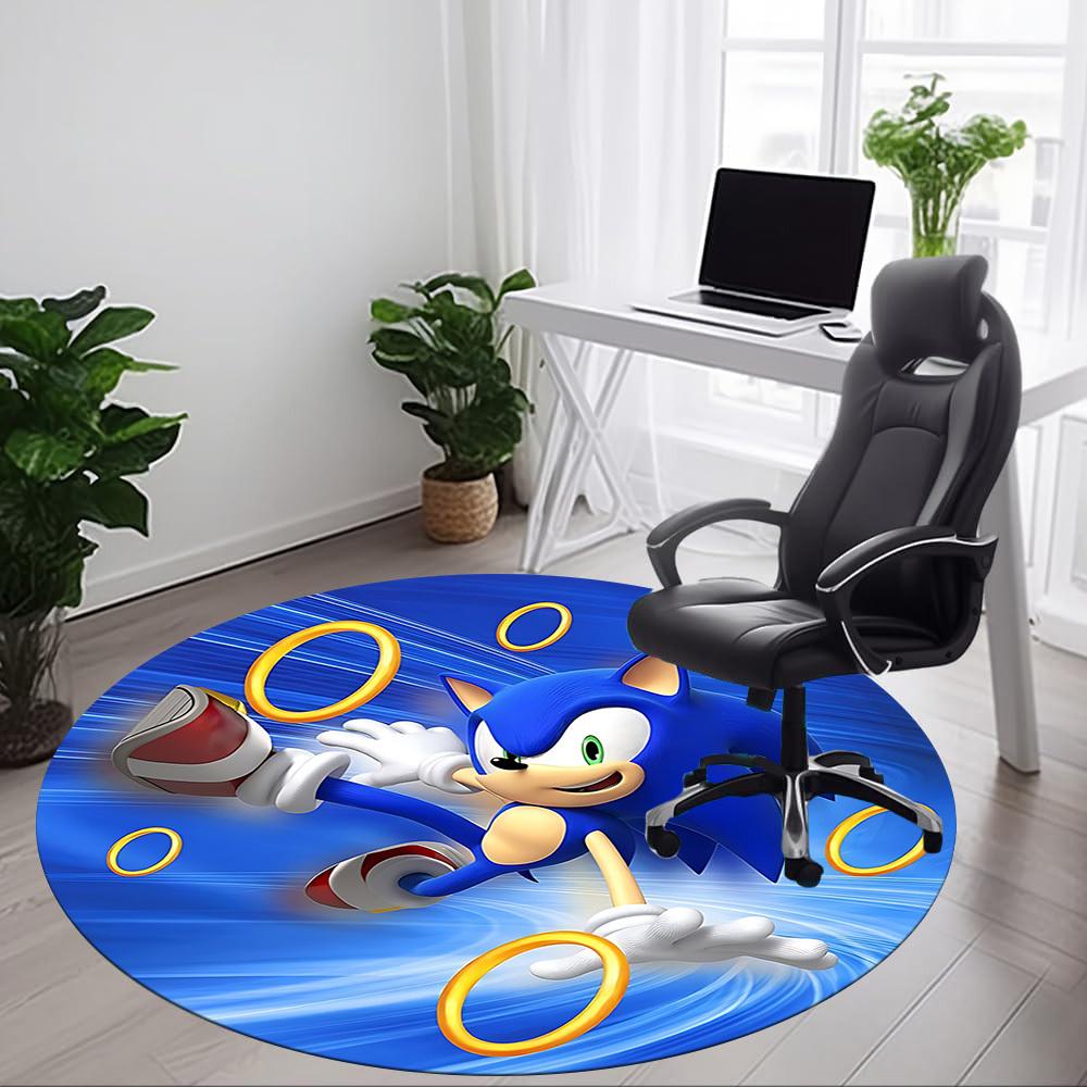 1pc Sonic Adventure Office Round Area Rug, Indoor Mat Suitable For Office,Bedroom Living Room Home Decor, Room Deco A0926014