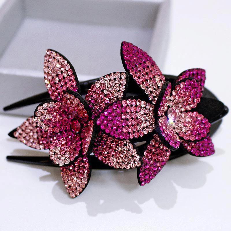 Female Beads Hairgrip Elegant Rhinestone Flower Duckbill Hair Claws Vintage Hair Combs Clip Shinning Hairpin Ponytail Headwear