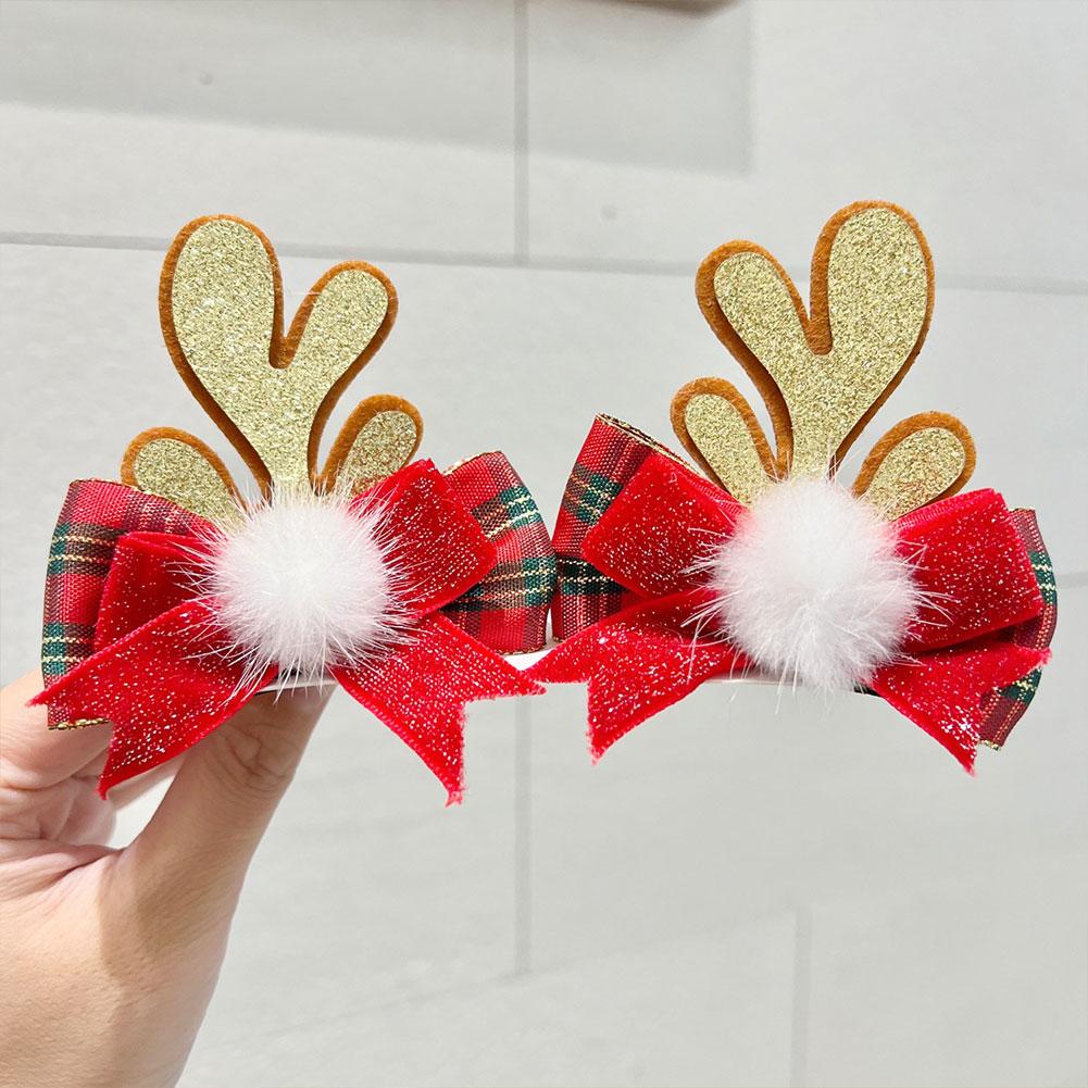 Christmas Antler Hair Clip Plush Hair Accessory Headwear Cute Barrettes Christmas Decoration Festival Gift For Women Girl