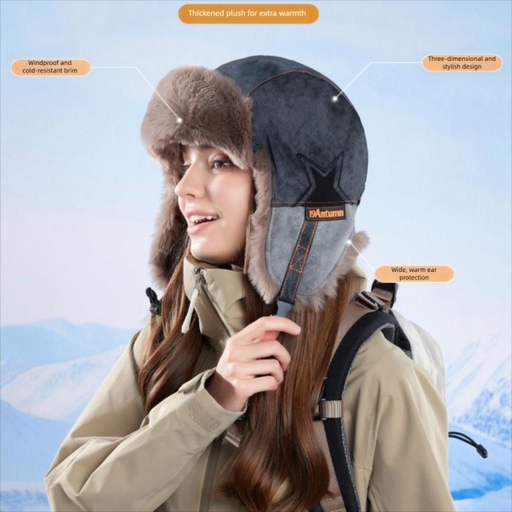 Fashion Thickened Lei Feng Hat Warm Soft Winter Velvet Hat Windproof Ushanka Hat Unisex