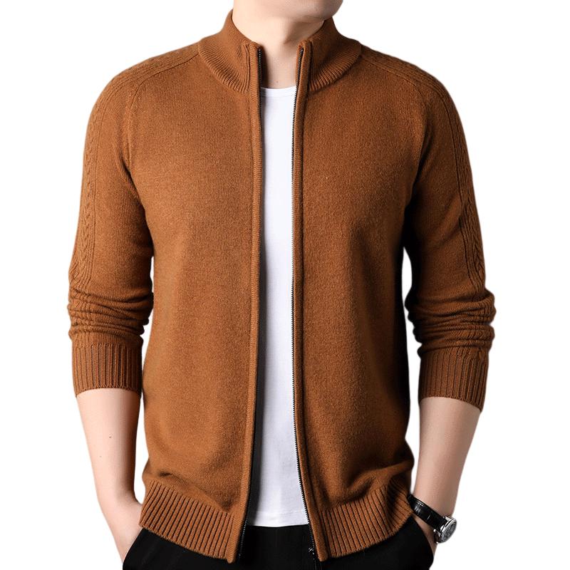 ROMON Men s 100 Pure Wool Thickened Semi-High Collar Zip Cardigan 2XL 185100A 8459₽