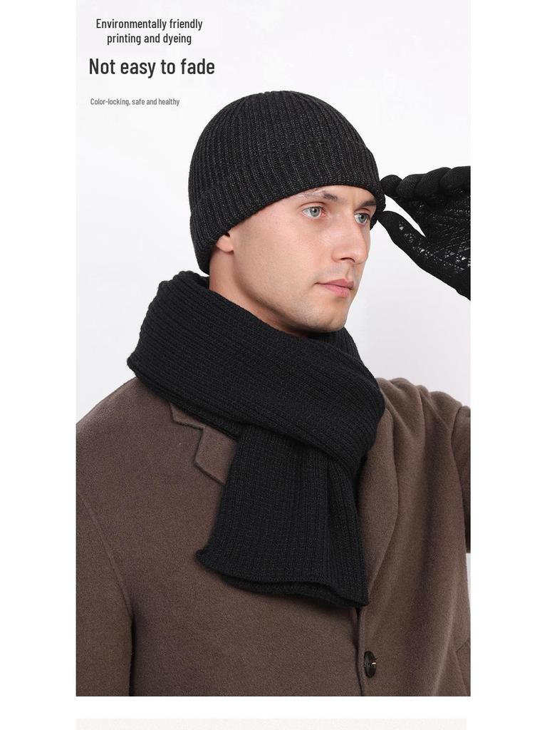 Men's Woolen Beanie for Large Heads - Thick, Warm, Breathable, Sweat-Proof, Ideal for Autumn & Winter