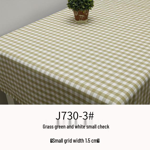 Plaid Cotton Linen Tablecloth and Cushion Fabric Set