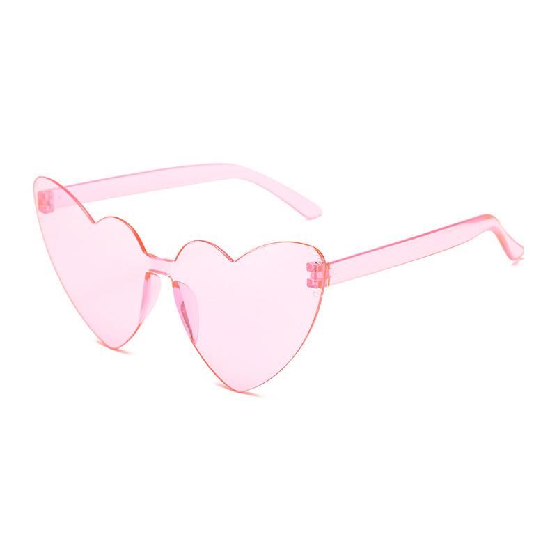 Amazon Thin Peach Heart Sunglasses Jelly Color Rimless Heart-Shaped One-Piece Glasses Candy Color Love Sunglasses