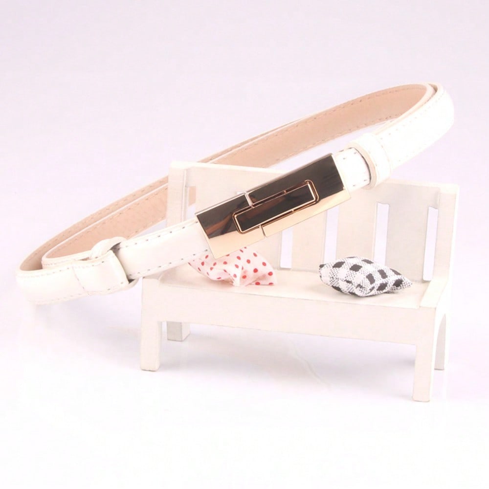 Nieuwe Dames Trend Gesp Verstelling Dunne Riem Veelzijdige Jurk Decoratieve Snoep Riem 100CM wit