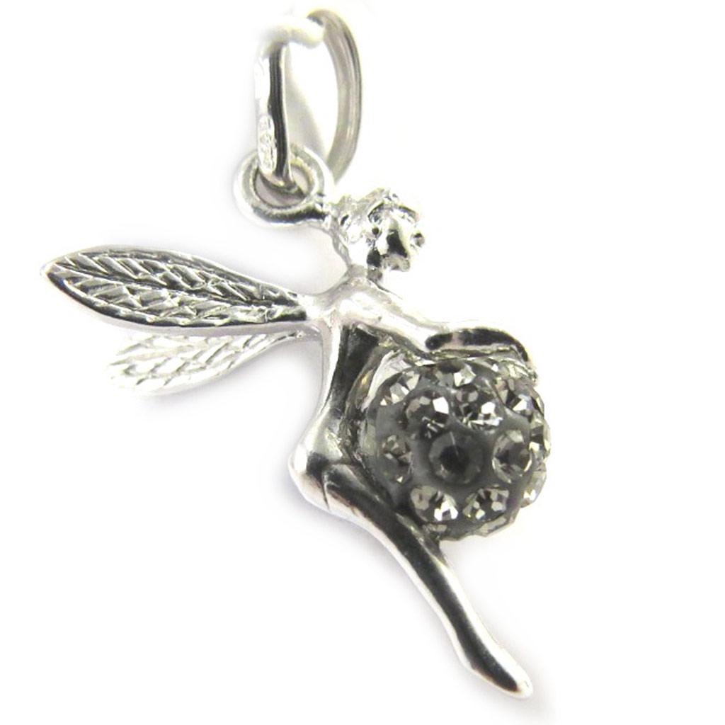 Les Trésors De Lily [L9752] - Silver Pendant 'Tinkerbell' Gray (crystal)