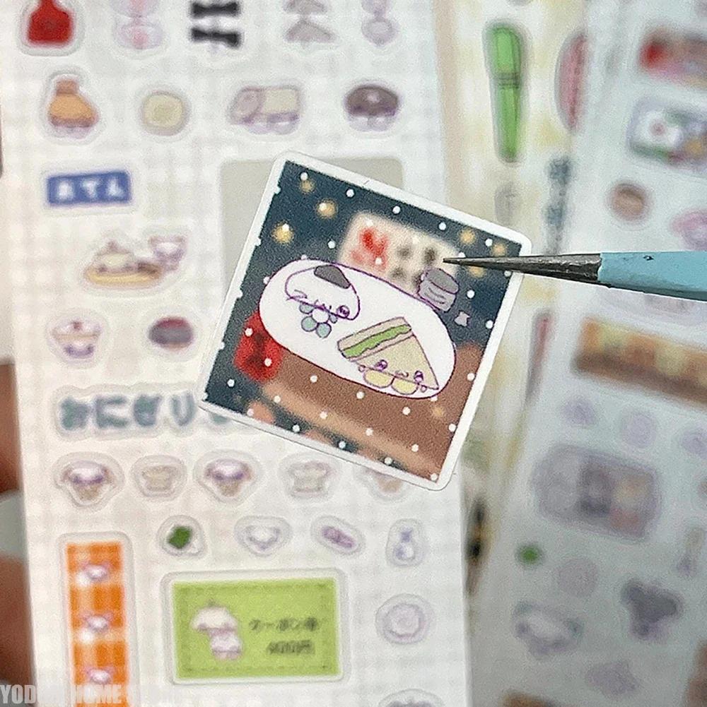 Die-Cut Stickers Cute Doodle Sticker Tapes Kawaii Decorative Sticker Roll Dialog Stamp Deco Scrapbook Journal Decor Supplies