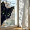 Cartoon Schwarze Katze Statisch Haftend Fensteraufkleber Abnehmbar Selbstklebend für Balkon Schlafzimmer Glas Heimdeko Kunst