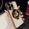 Plating Holder Stand Transparent Phone Case For For Iphone 11 12 13 14 15 16 Pro Max 17 Air Bumper Protector On 16 Plus Cover