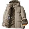 Men's Classic Fleece-lined Cotton Hooded Jacket - Warm, Thick, Multi-pocket Winter Coat for Middle-aged and Elderly Outdoor Workwear