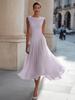Elegantes Urlaubs-Partykleid mit geschwungenem Ausschnitt - Kollektion 2026