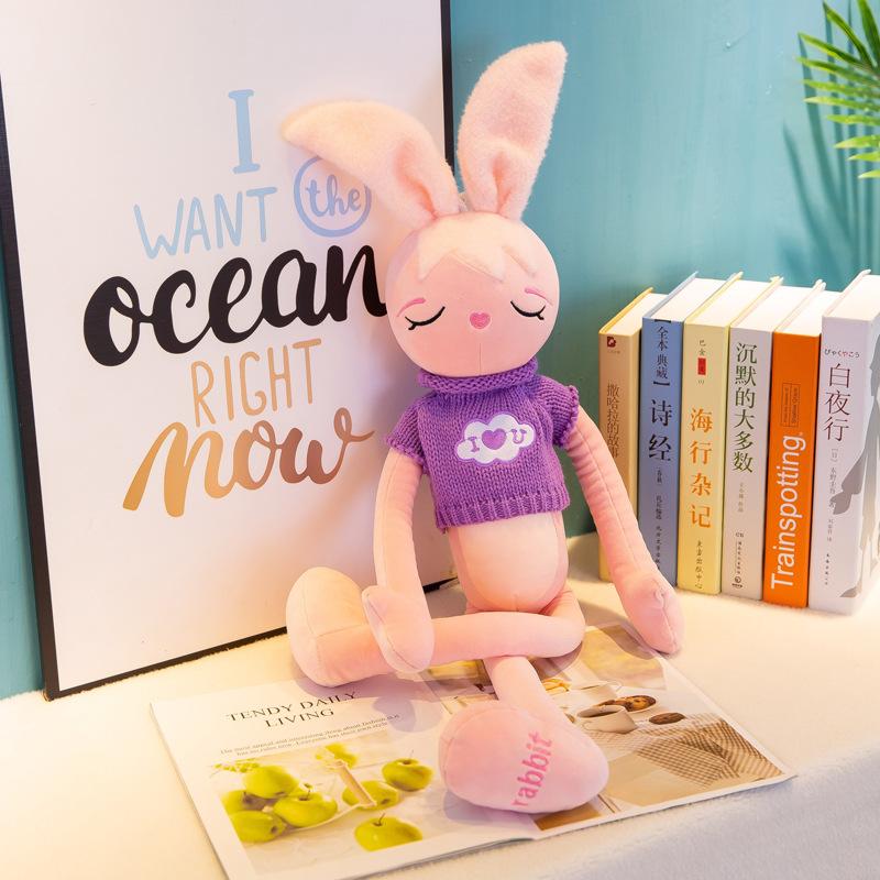 Pink Naughty Rabbit Doll Long Legs Big Ears Rabbit Pillow Children's Birthday Gift Home Decoration Event