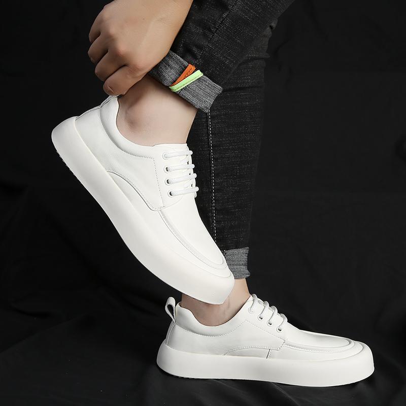 Fashion Fashion British Style Men's Casual Lace-up Shoes Leather Mens Comfortable Driving Flats Thick Soled Mens Classic Outdoor Oxfords