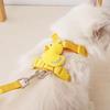 Nylon Cartoon Duck Dog Harness Adjustable Buckle Vest Style Cartoon Dog Leash Detachable with Leash Yellow Duck Dog Rope