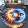 1pc Sun and Moon Face Print Round Rug - Machine Washable, Crystal Velvet Polyester for Living Room, Bedroom