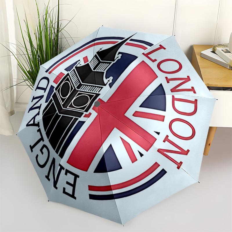 1pc London England Automatic Folding Umbrella Portable Collapsible Umbrella for All Seasons, 8-Rib Durable Construction, Perfect Gift 051