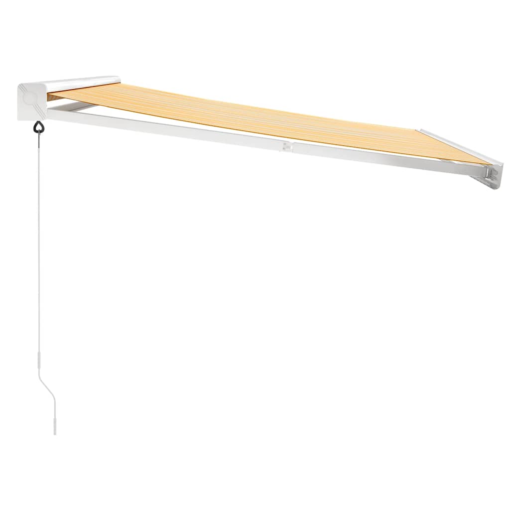 Retractable Awning Yellow and White 3x2.5 m Fabric and Aluminum