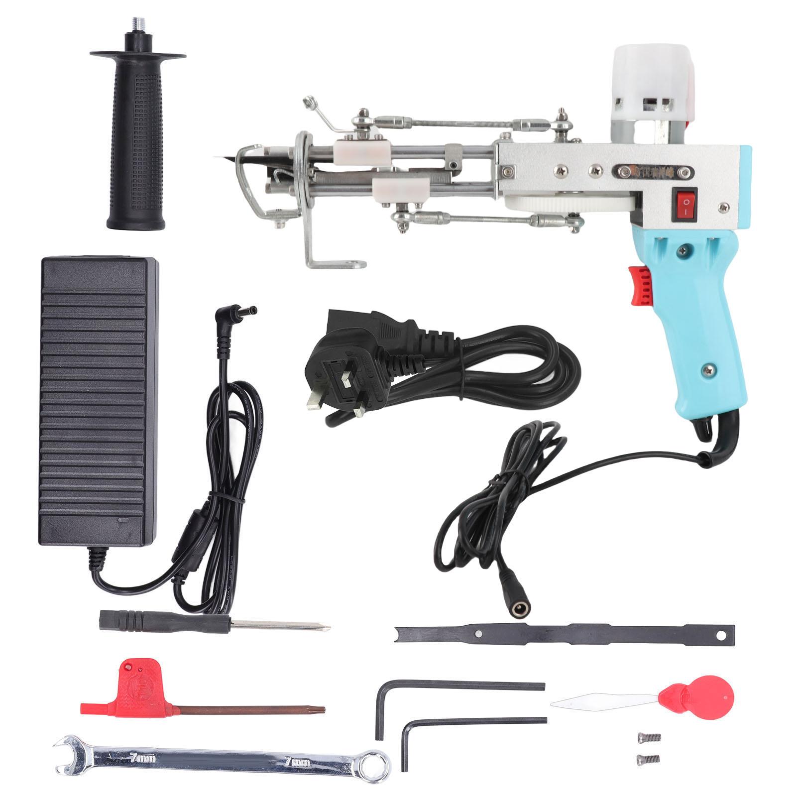 

Туфтинговый пистолет 2 в 1 Двойного назначения Бирюзовый Туфтинговый пистолет для ковров Набор для изготовления ковров DIY Машинный набор игл для вышивания 100–240 В UK PLUG