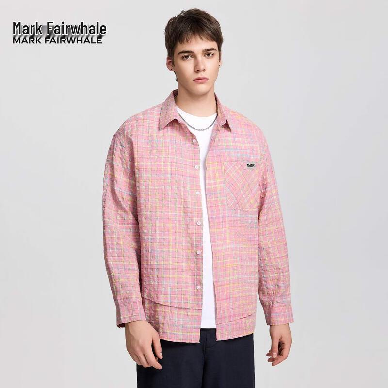 Mark Fairwhale Men's Retro Plaid Loose Fit Shirt Jacket