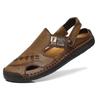 Men's Summer Sandals Leather Comfortable Slip-on Casual Sandals Fashion British Men Slippers Big Size 38-48 Outdoor Retro Gents