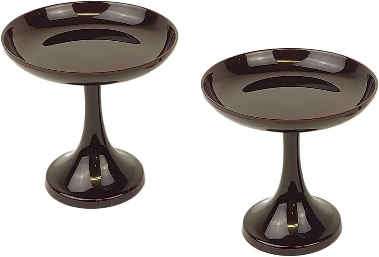 

Lacquerware Product: Pair of Tall Offering Stands (Takatsuki) - Dark Red Color, Buddhist Altarware, Offering Stand (Mega 13.5cm)