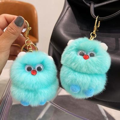 Internet Celebrity Ugly Cute Rex Rabbit Hair Little Monster Car Hairball Keychain Pendant Cute Plush Doll Book Bag Pendant