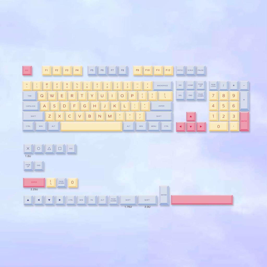 Marshmallow 128 Keys Keycap PBT Dye Sublimation XDA Profile For MX Switch Fit 61/64/68/87/96/104/108 Keyboard XDA Keycap