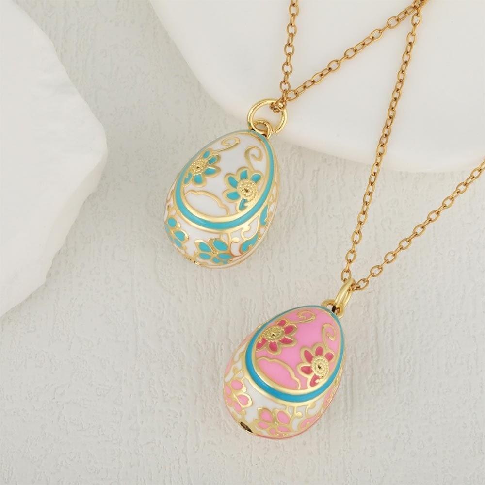 Bohemia Easter Egg Crystal Pendant Copper Necklace Pendant Colorful Enamel Pendant Bridal