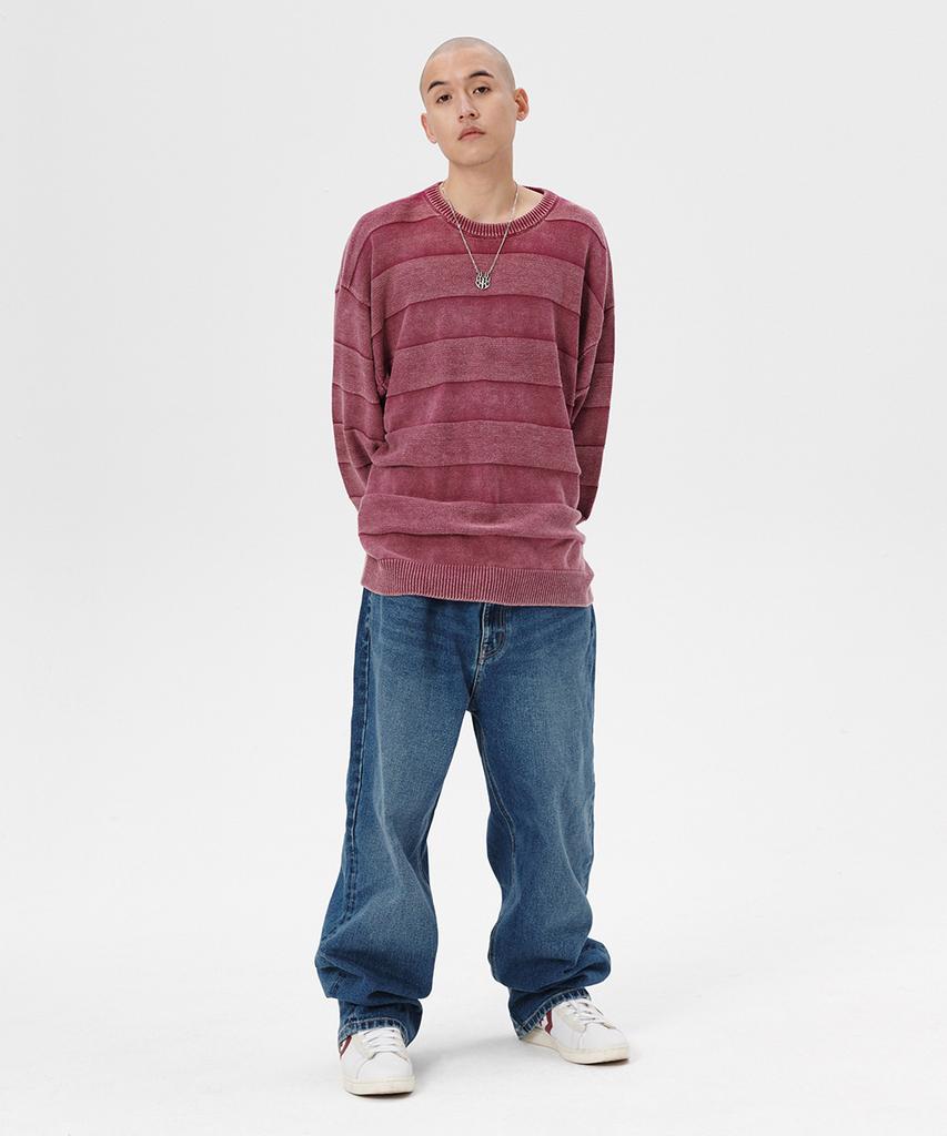 MAHAGRID Washed Stripe Knit Pink(Mg2Esmk600A)
