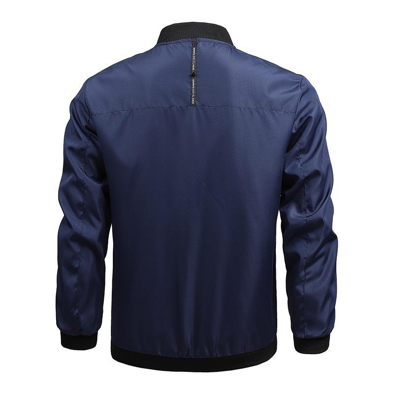 Spring and Autumn Casual Jacket Men's Casual Solid Color Jacket Lightweight Breathable Large Size Baseball Uniform Jacket