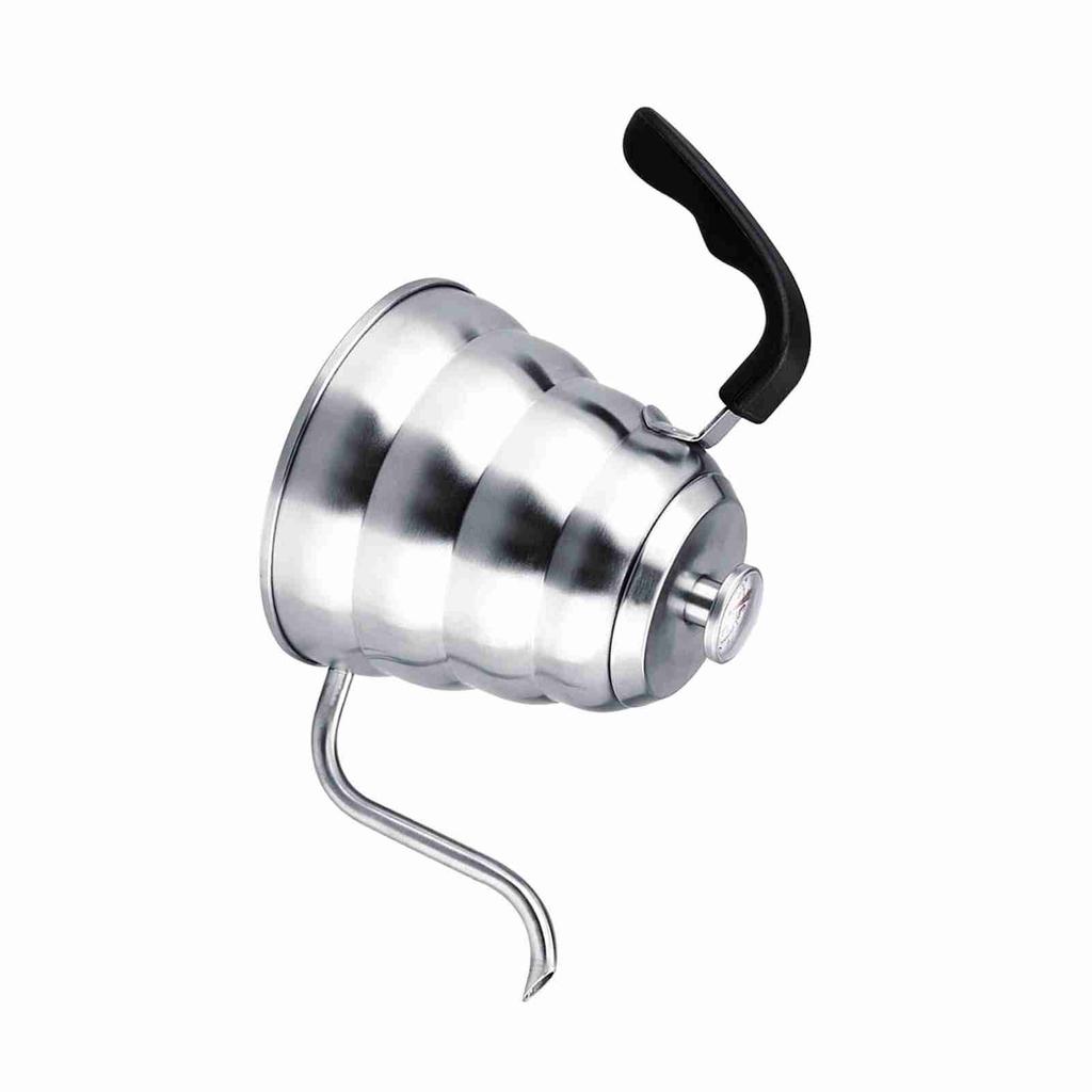 304 Stainless Steel Pour Over Coffee Gooseneck Kettle Teapot with Thermometer Home 1.2L