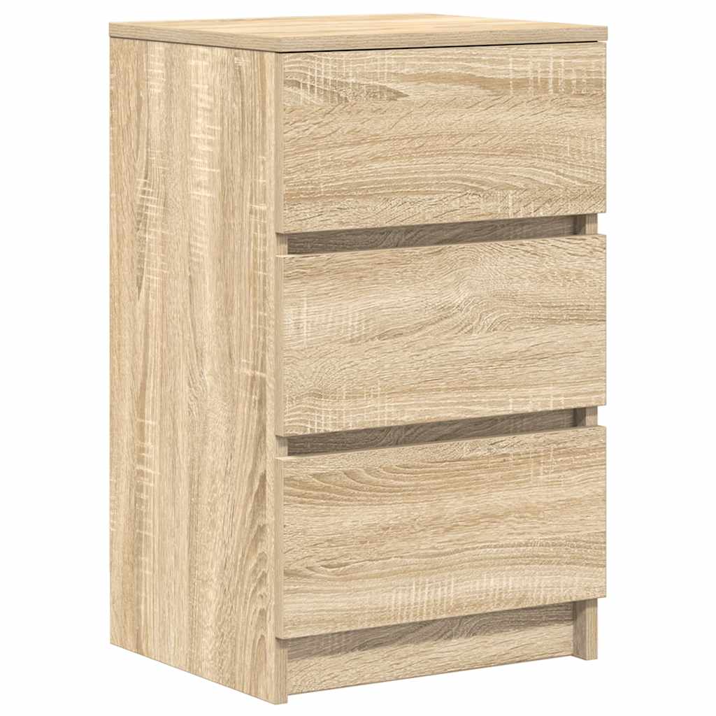 Nightstand with 3 Drawers Sonoma Oak Finish 39 x 35 x 65 cm