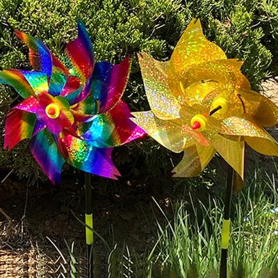 5Pcs Pinwheels Sparkly Reflective PET Bird Repeller Sparkly Pinwheel Windmill Garden