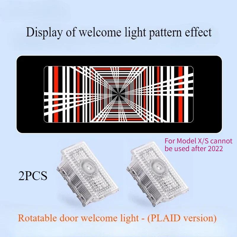 For Tesla Model 3 Y S X Car Door Welcome Light PLAID Time Space Tunnel Lights Door Step Ghost Light New Model Y Juniper 2025
