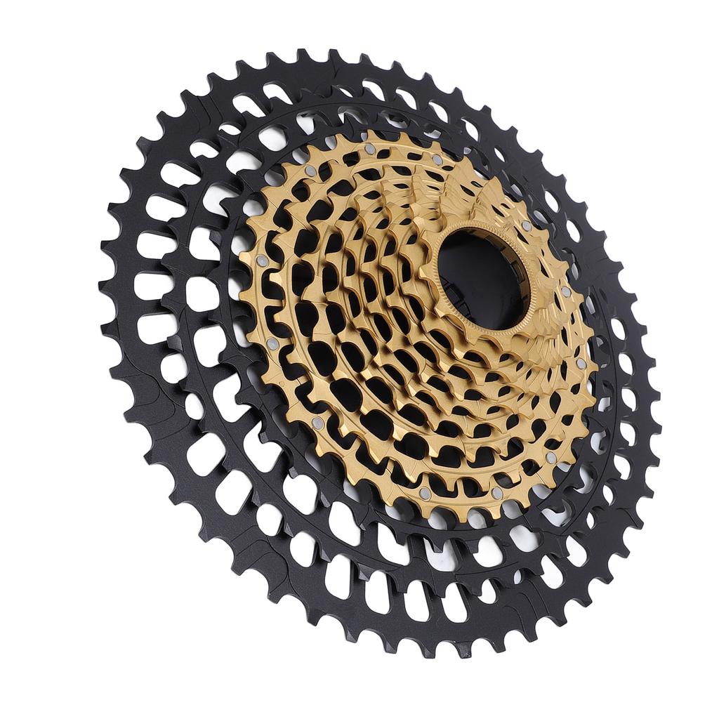 12 Speed Bicycle Cassette 11 to 50T Aluminum Steel Lightweight Bike Cassette Sprocket for Mountain Bikes Black Gold
