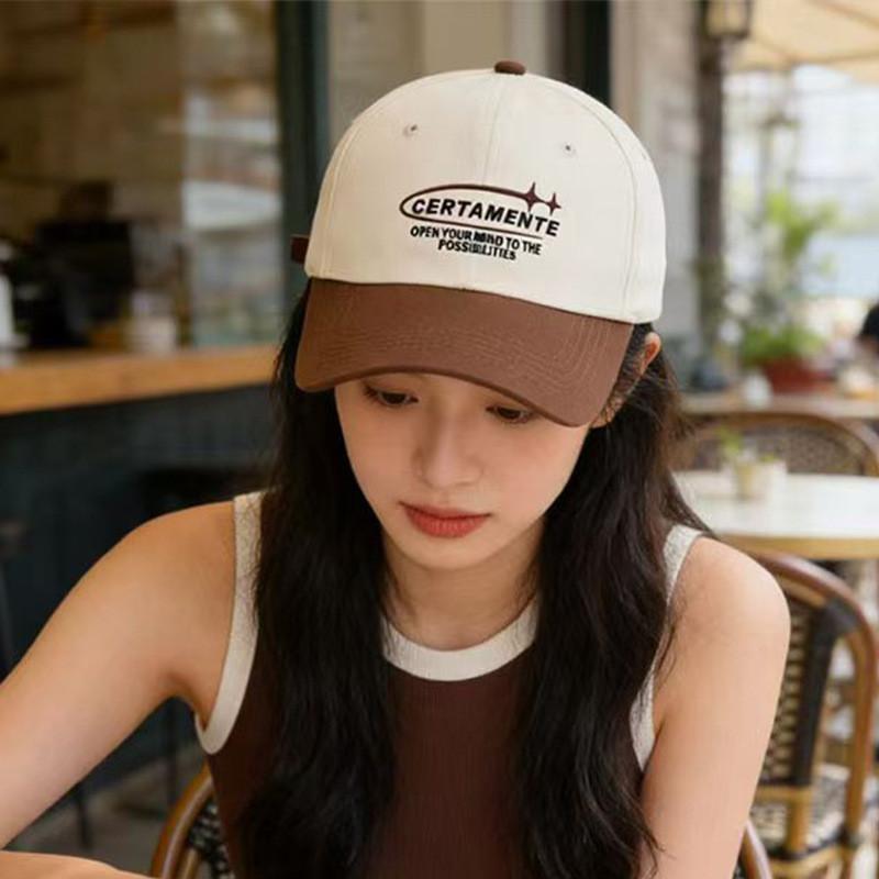 Embroidered Letter Baseball Cap With Wide Brim Sun Hat For Men Women