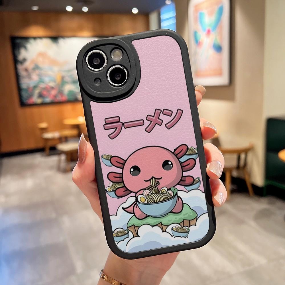 Axolotl and Ramen Phone Case For Apple Iphone 14 flirtatious Pro Max11 13 12 Mini X Xr Xs 8 Puls Se Lambskin Silicone Cover
