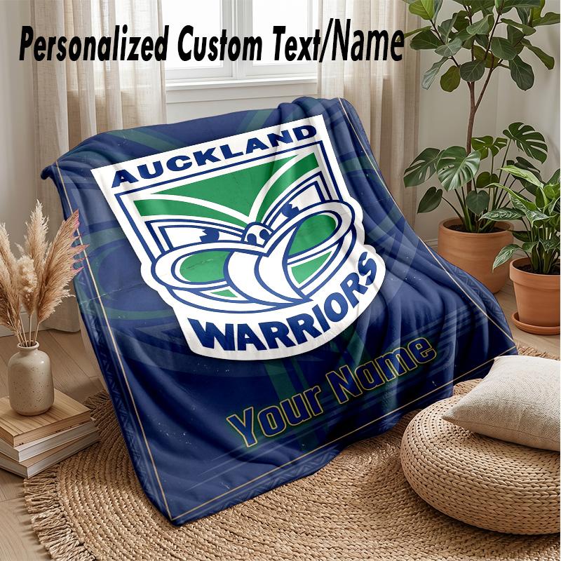 Wigan Warriors Custom Flannel Throw Blanket Print Your Name Text Soft Warm Blanket Holiday Present
