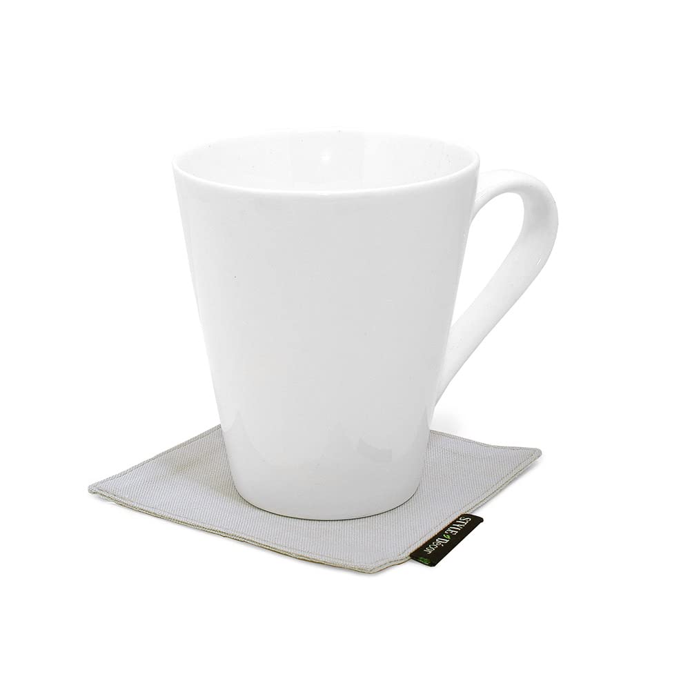 STYLE Decor Reversible Stylish Set of Nordic Solid W3003020 Coasters, Fabric, Washable, 4, Style, Gray,