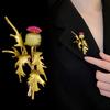 Thorn Thistle Flower Brooches For Women Men Lovely Enamel Plants Party Brooch Pins Gifts